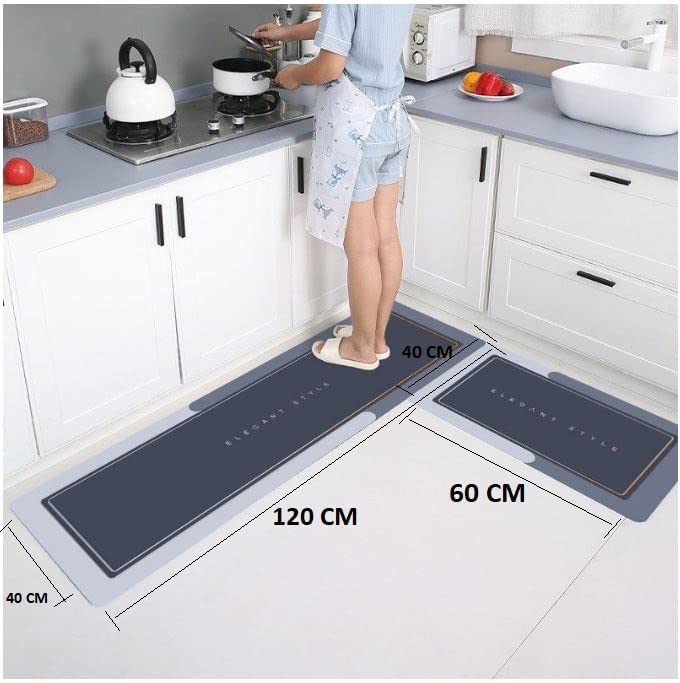 YOGIMOONI Kitchen Floor mat Water Absorption, Anti Slip and Kitchen Floor mats Water-Absorbing, Non-Slip, Dirt-Resistant Long St
